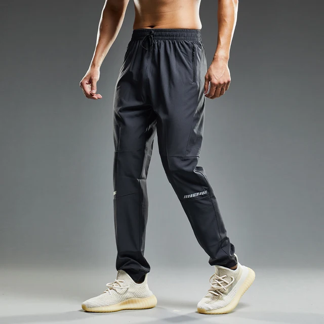 Quick Drying Sport  Pants Men Running Pants With Zipper Pockets Training  Joggings Men Pants Soccer Pants Fitness Pants For Men gray A4