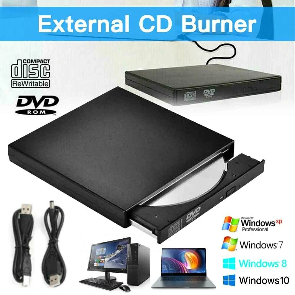 

Portable Optical Writer Drive USB External DVD RW CD Slim Burner Disc Reader CD DVD Player Burner for PC Laptop Mac Dropshipping