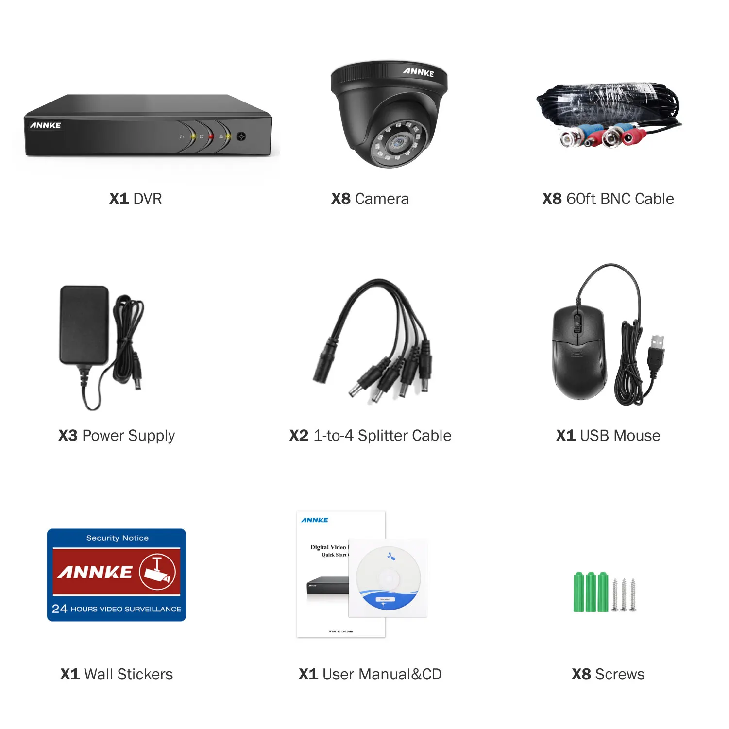 ANNKE 1080P 8CH домашняя видео система безопасности Lite H.264+ 5в1 1080N DVR 4X8X1080 P умный ИК Купол наружная защищенная от атмосферных воздействий cctv камера