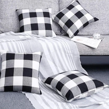 

CSS Buffalo Check Plaid Throw Pillow Covers Set of 4 Farmhouse Decorative Square Pillow Cover Case Cushion Pillowcase 18X18 Inch