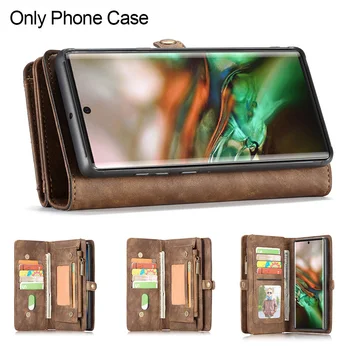 

Zipper Closure PU Leather Protective Flip Cover Anti Scratch Portable 2 In 1 Magnetic Card Wallet Phone Case For Samsung Note 10