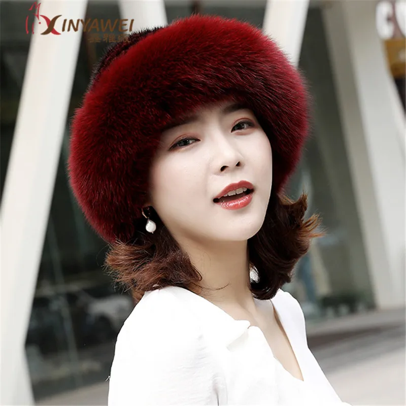 Gorros De Piel женская зимняя меховая шапка из натурального меха норки женские меховые шапки меховая одна шапка Moda Gorro Elegante Kniyyed норковая меховая шапка - Цвет: red