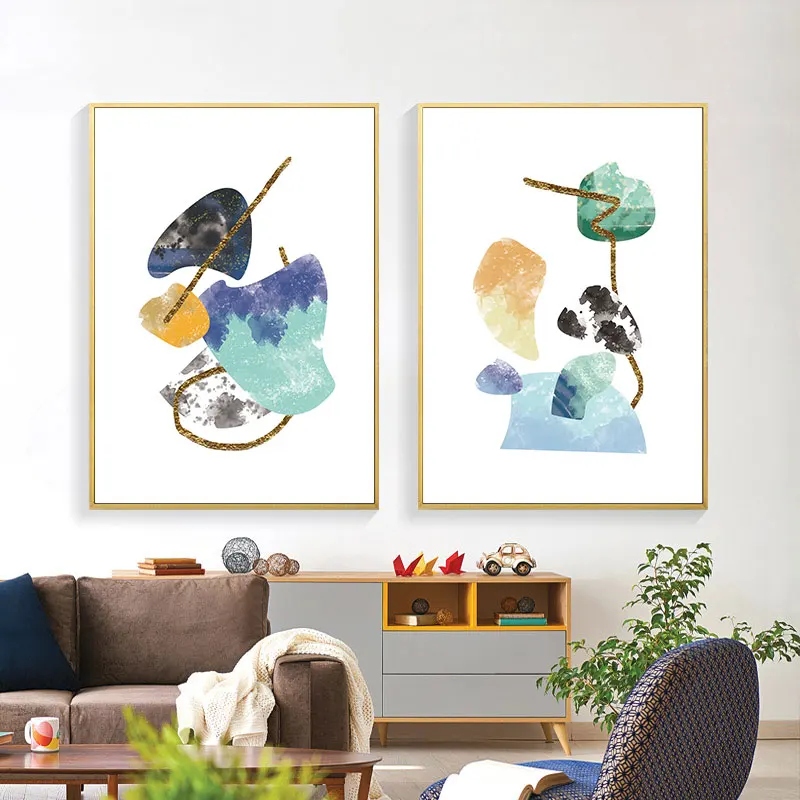 Estilo Nordico Tinta De Color Claro Pintura Abstracta Cuadro De
