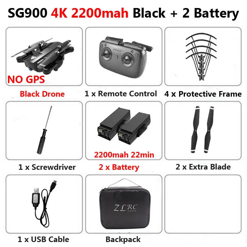 SG900-S SG900 Профессиональный Дрон с камерой 1080P 4K HD gps WiFi FPV 20 мин Время полета широкоугольный Радиоуправляемый квадрокоптер вертолет игрушки - Цвет: SG900 4K 2200 2B B