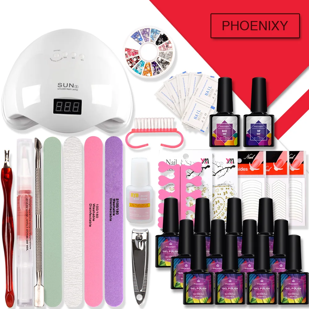 

Manicure Kit Gel Nail Kits With 48w Dryer Lamp 12 Colors 8ml Nail Polish Set Design Art Finger Nail Beauty Tool And Acessories