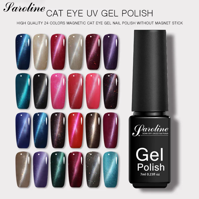 Полуперманентный магнитный гель Saroline кошачий глаз лак для ногтей удаляемый