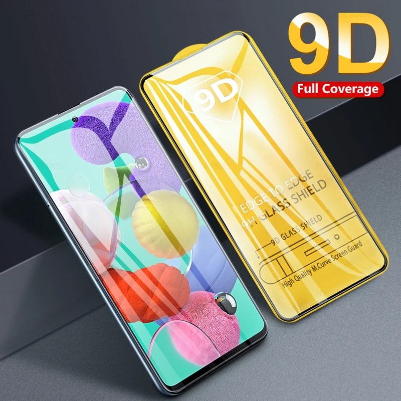 9D полный клей покрытие закаленное стекло для samsung Galaxy A51 A71 протектор экрана A 51 71