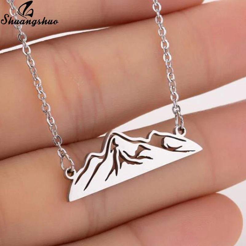 

Shuangshuo Mini Sport Snow Mountain Choker Necklace for Women Men Jewelry Triangle Pendant Charm Necklaces joyas bijoux femme