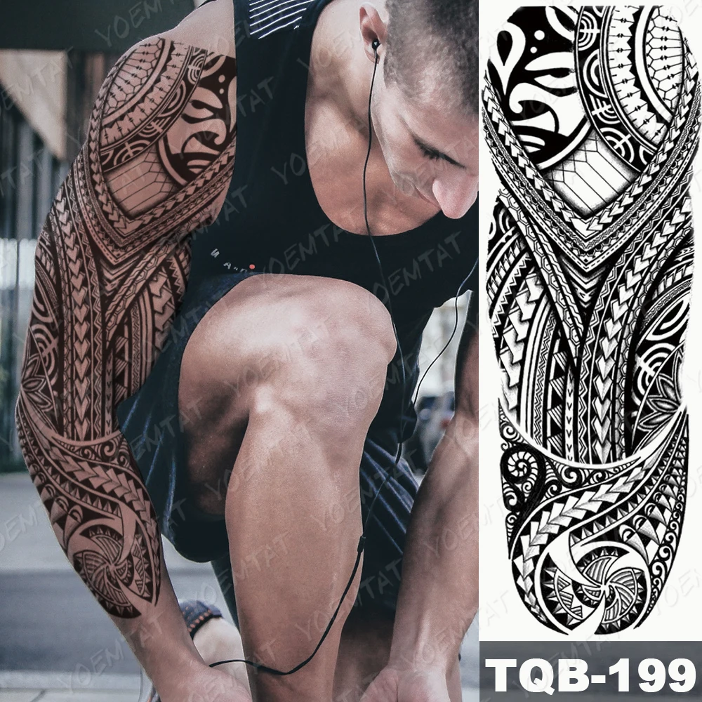 Large Arm Sleeve Tattoo Snake Owl Maori Waterproof Hyperrealistic Men's Temporary Viking Sticker Skull Body Fake Tatoo Women tattoo sticker,temporary tattoos
