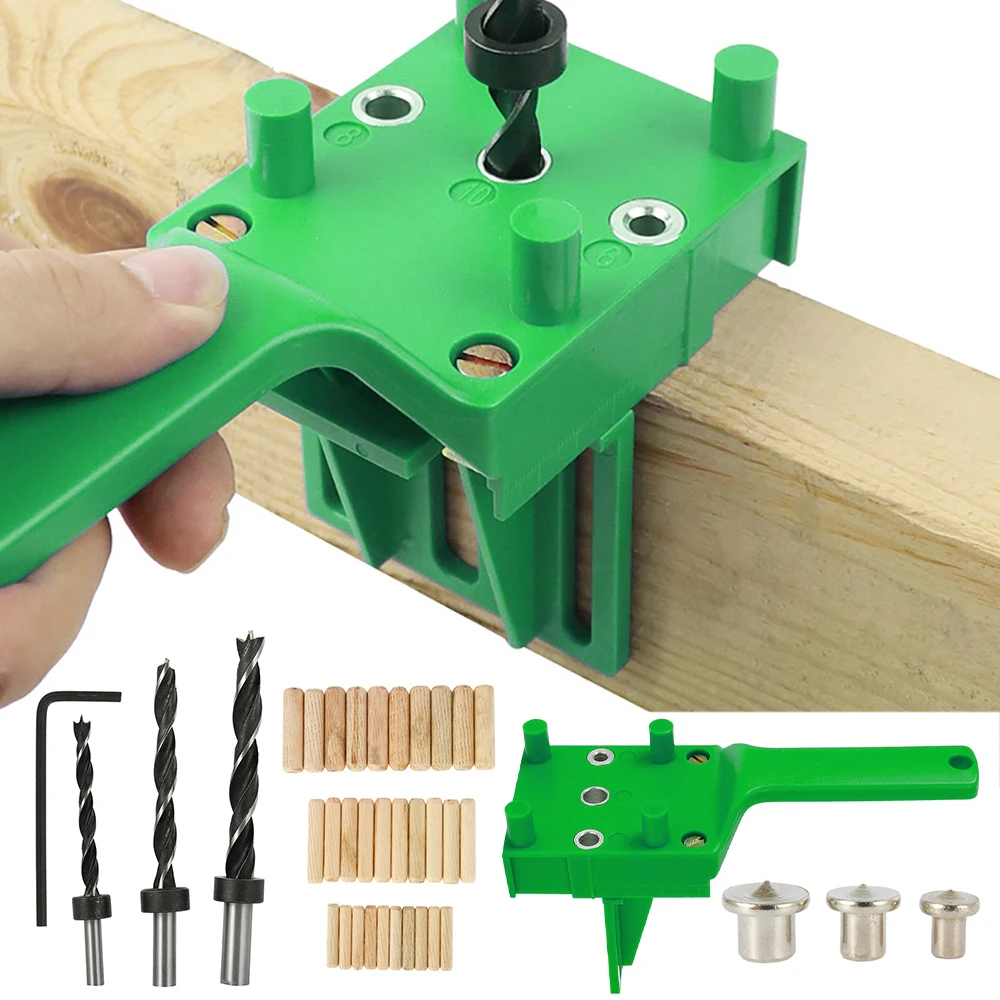 

41pcs Woodworking Dowel Jig with 6 8 10mm Drill Bits Wood Drilling Doweling Hole Saw Tools Drill Guide with Carpenters