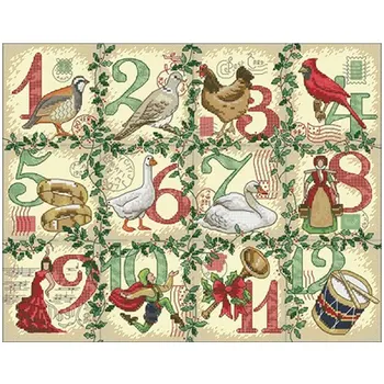 

Christmas 12th patterns Counted Cross Stitch 11CT 14CT 18CT DIY Chinese Cross Stitch Kits Embroidery Needlework Sets