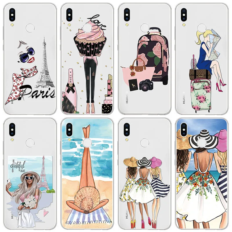 

Fashion Queen Classy Travel Mom Baby TPU Case For Huawei Honor 8X View 20 10 8S 7 7A Pro 10 9 Lite Play 10i 20i 8C 8 6A 6X Cases