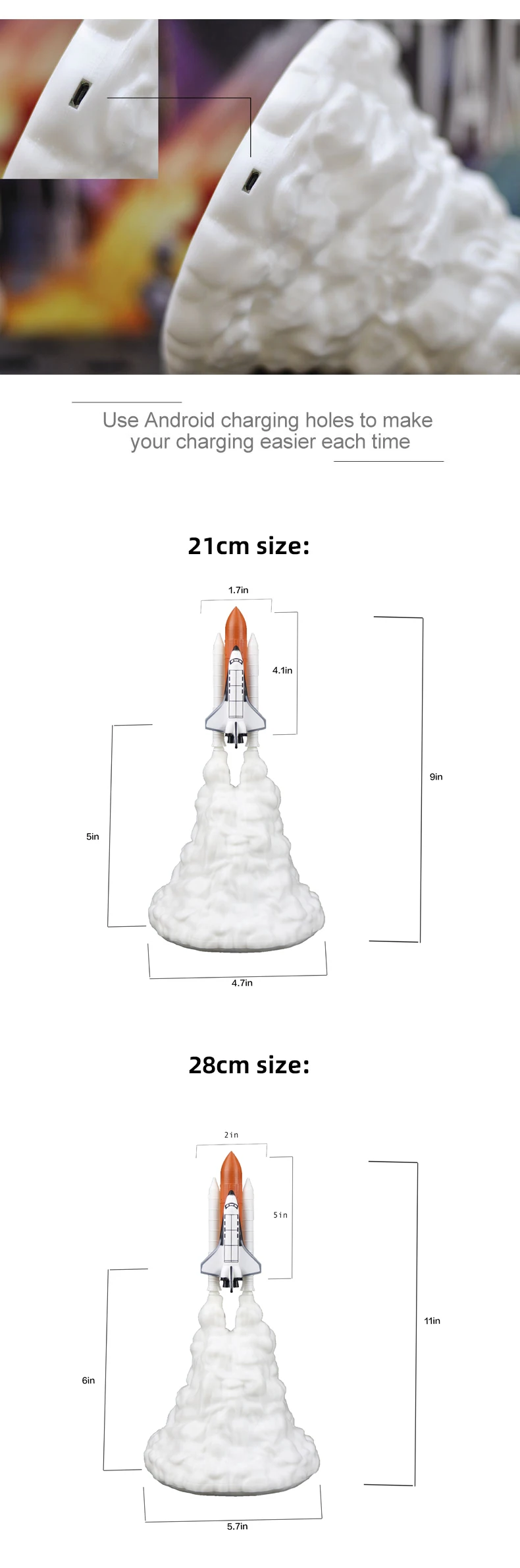 3D печать Космический Шаттл светильник светодиодный ночник USB перезаряжаемая ракетная лампа поддержка дропшиппинг