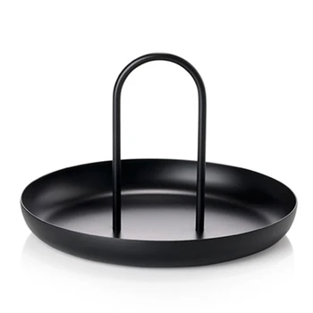 

Bread Dish Storage Tray Circular Single Layer Aluminum Alloy Food Serving Modern Simple Home Decor With Handle Dessert Fruit