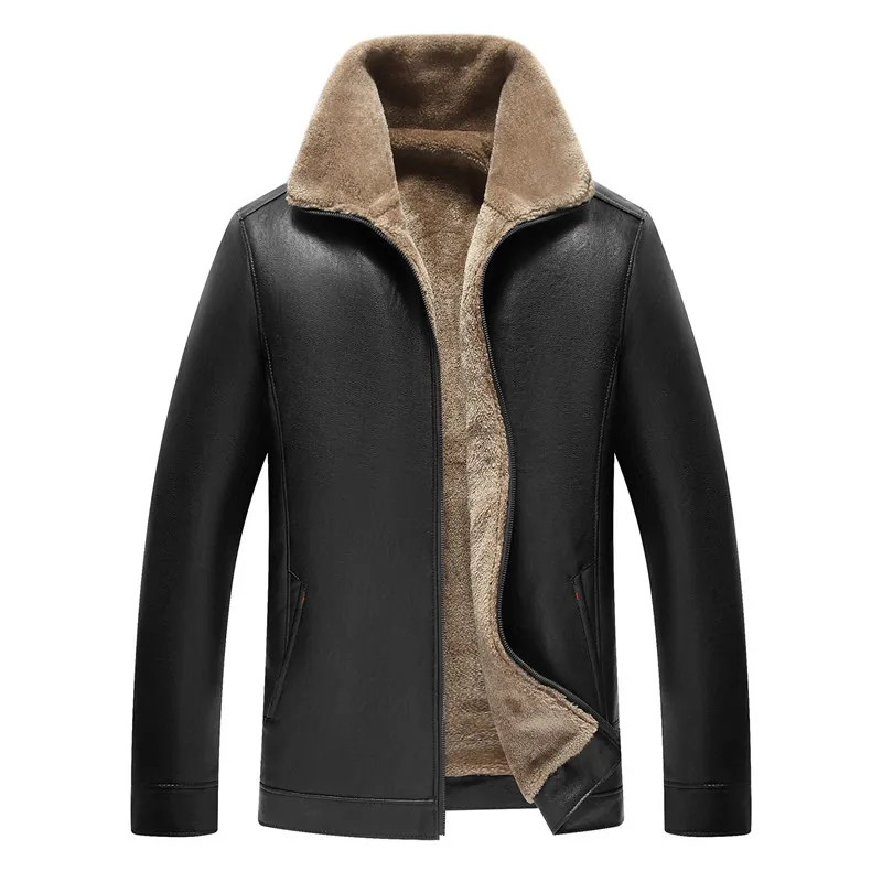 2019 Winter Jacket Men Suede Steam Punk Motorcycle Leather Jackets Men Faux Fur Coat Thick Warm 1