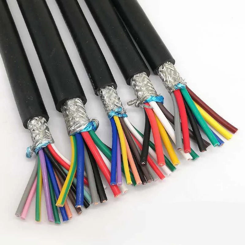 22AWG 0.3mm2 RVVP 멀티 코어 차폐 케이블 와이어, 2/3/4/5/6/7/8/10/12/14/16/20/24 간섭 방지 제어 인버터 신호선