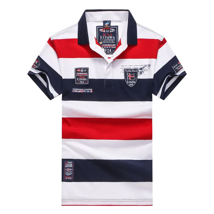 639A-RED Летняя мужская одежда бренд Tace& Shark camisa polo masculina Высококачественная Хлопковая полосатая рубашка поло me casual yachting polo - Цвет: 639A-RED
