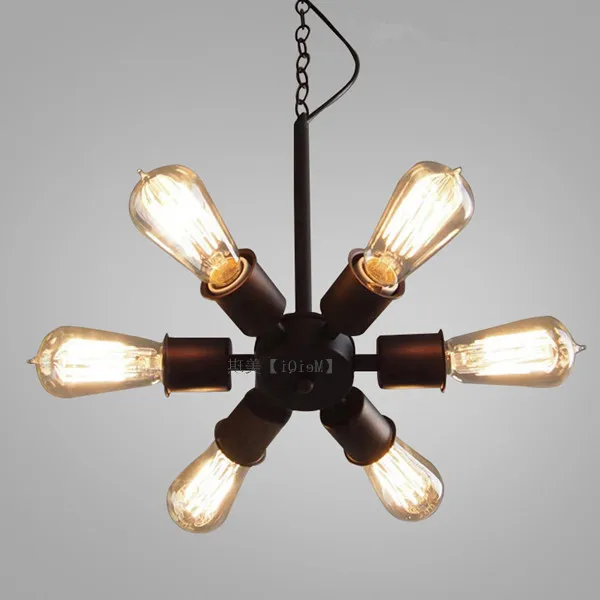 

Loft American Vintage Black Iron Industrial Wind Pendant Light Study Restaurant Bar Cafe Living Room Lamps luminaria