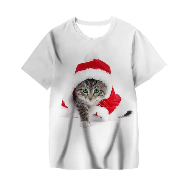 Baby Girl Cartoon Christmas Tree Printed Child T-shirt Short Sleeve Top Boys Fashion Santa Claus Kids Merry Christmas Clothes TX-040431
