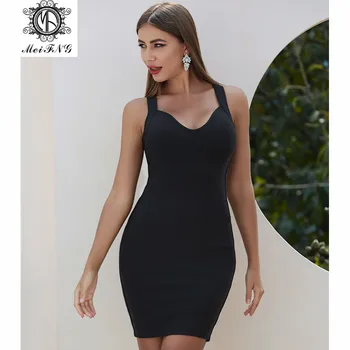 

Aliexpress Bandage Dress Female Sexy Black V-neck Halter High Waist Dress Factory Wholesale