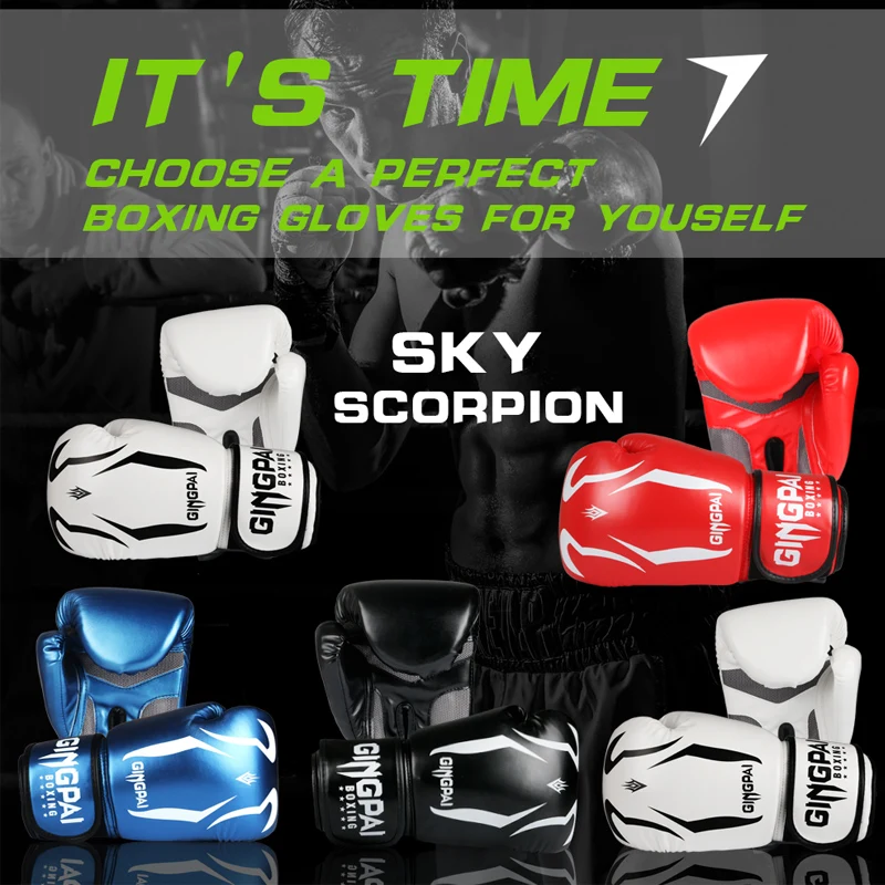Мужские и женские боксерские перчатки GINGPAI кожаные для молодых мужчин MMA Muay Thai Sanda