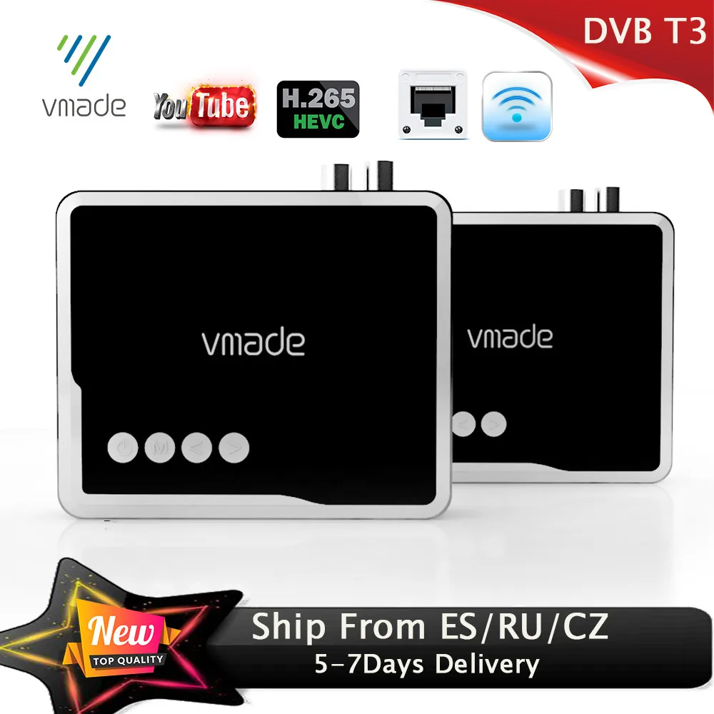 Vmade 2020 HD 1080P наземный приемник DVB T2 декодер H.265 с RJ45 ТВ тюнер Поддержка WIFI Youtube