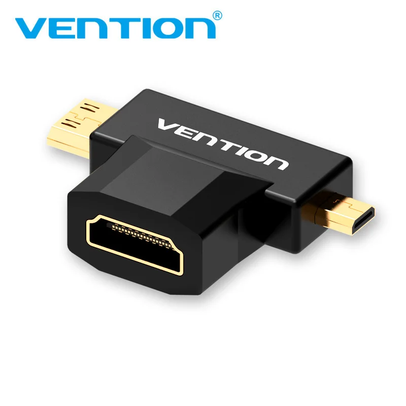 Мини HDMI / Micro штекер-HDMI гнездо адаптер Vention 2 в 1 поддерживает 3D 4K 60 Гц 1080P для камеры