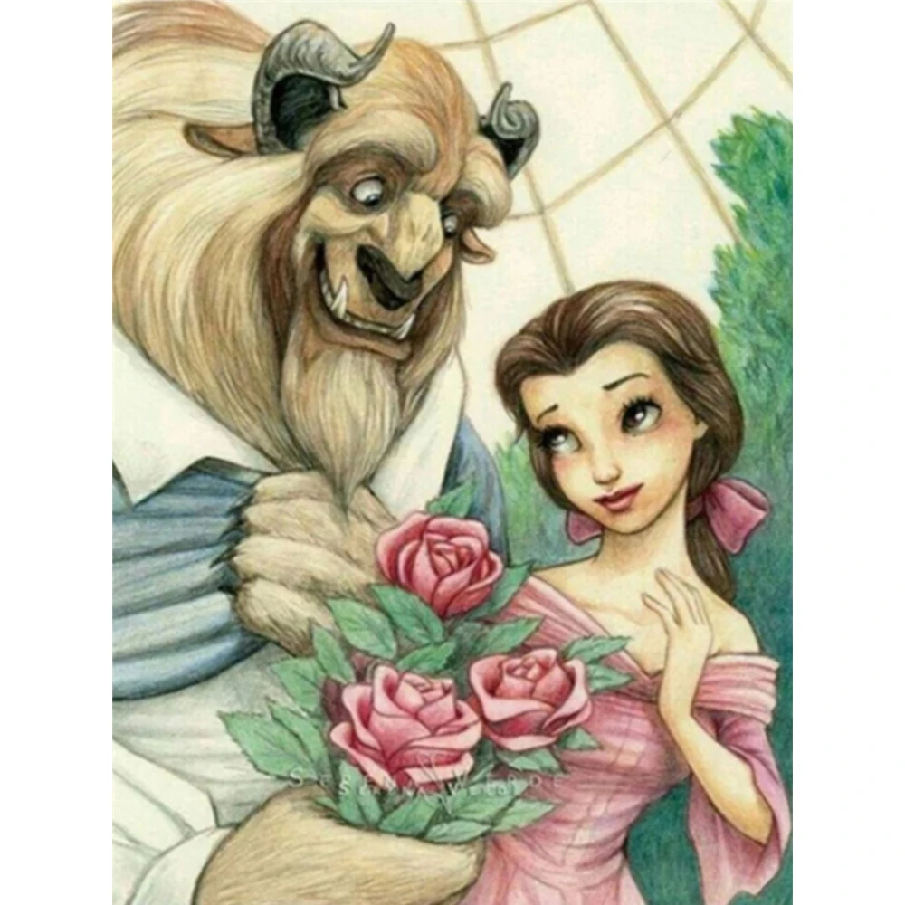 Алмазов картина с рисунком из мультфильма Красавица и Чудовище lover 5D комплект для
