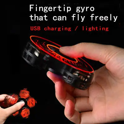 

Flying fingertip gyro finger whirlwind aircraft decompression toy vibration sound electric decompression luminous