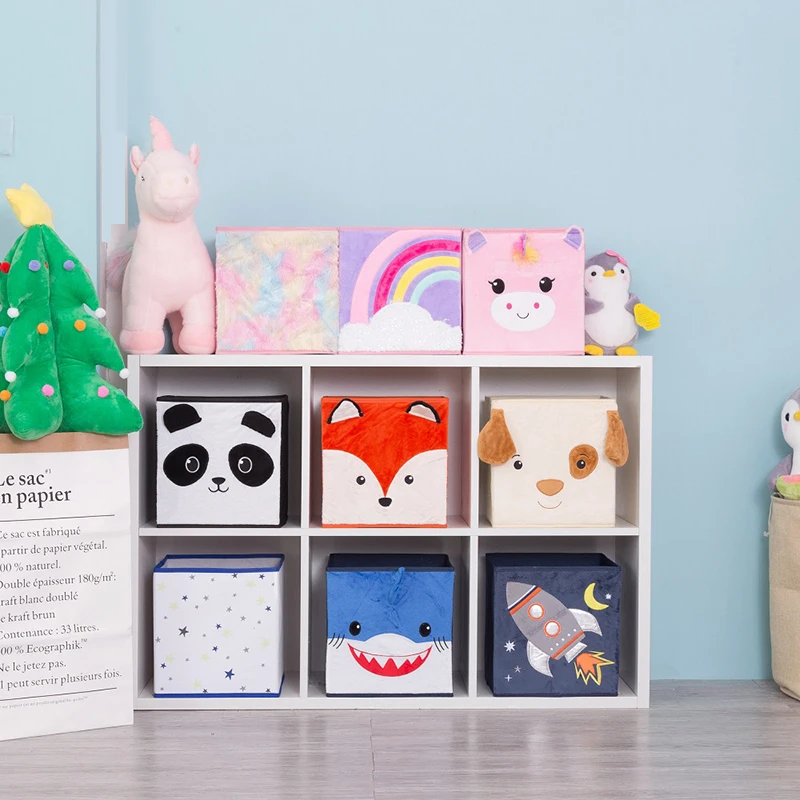 

Flannel Stand Multifunctional Storage Box Cartoon Animal Pattern Bin Sundries Storage Organizer Container Home Decoration Basket