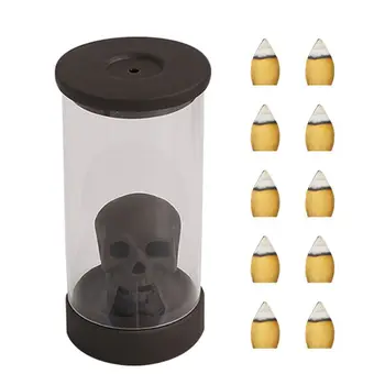 

LED Skull Waterfall Backflow Incense Burner with 10 Cones, Home Decor, Aromatherapy, Ornament Halloween Decorations