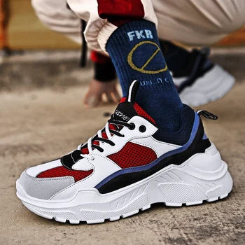 

Thick Sole Platform Sneakers Men Vulcanize Shoes Man Mixed Color Chunky Dad Shoes Men Trainers Creepers Loafers Size 45