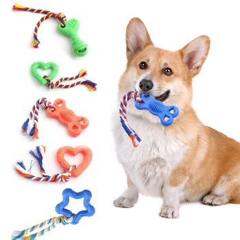 

Bone Rope Dog Toy Pet Knot Toy With Rope Interaction Natural Rubber Durable Tooth Cleaner Playing Training Small Dog Supplies