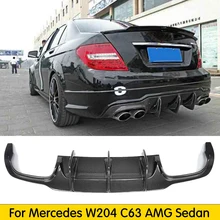 Для Mercedes Benz W204 C63 AMG 4 двери только 09-11 Автомобиль Стайлинг C класса углеродного волокна задний спойлер диффузор