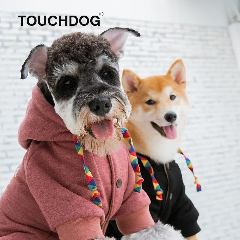 Touchdog осенне-зимняя новая стильная одежда для домашних животных художественный худи кофейного цвета одежда для собак кошек одежда