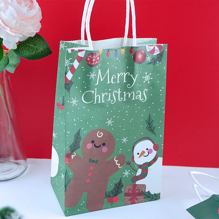 LBSISI Life 5 шт. рождественские бумажные пакеты с ручками подарочные пакеты для печенья, еды, конфет, упаковки, украшения, вечерние подарочные пакеты - Цвет: As Picture
