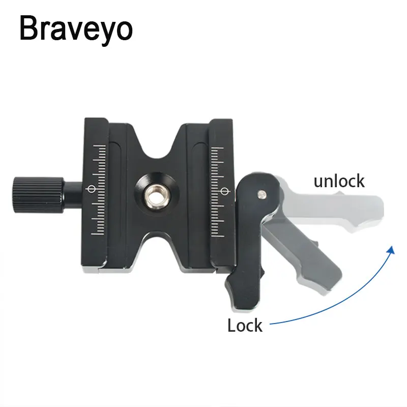 Placa de Liberação Rápida Braçadeira Dupla Bloqueio Titular Clipe Câmera Tripé Monopé Montagem Tiro Adaptador para Arca Swiss Placa Ballhead - Image 2