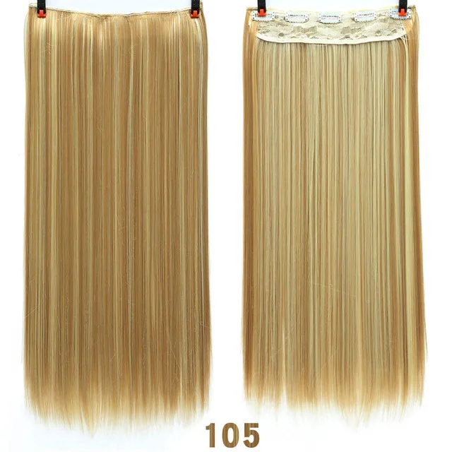 DIFEI Synthetic 24 Inch 5 Clip Long curly Women Clip in Hair Extensions Black Brown High Tempreture Hair Piece T1B/27