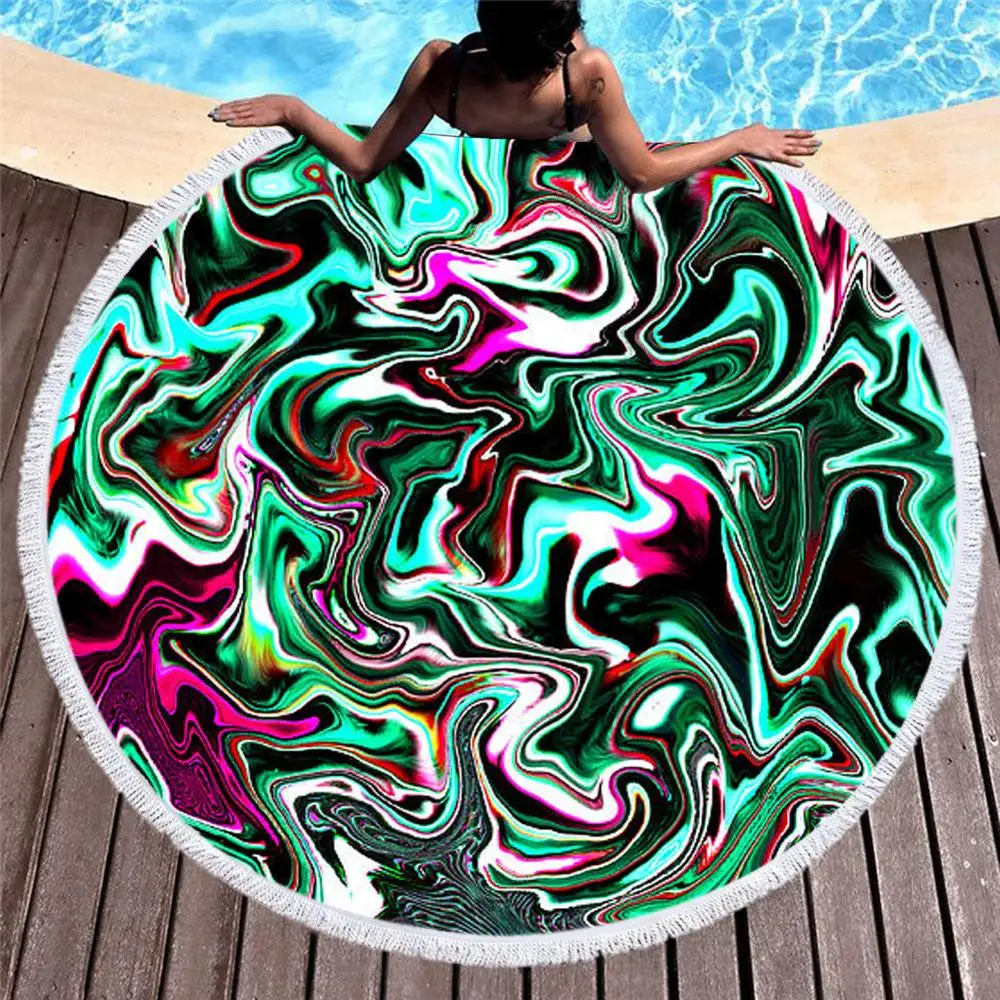 

Colorful Large Round Beach Towel for Adult Quicksand Microfiber Bath Towel color Blanket Cover Dropship 006