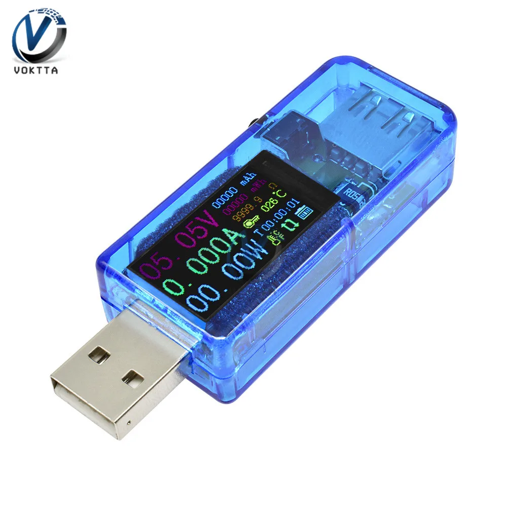 Blue USB тестер цифровой ЖК-вольтметр измеритель тока Амперметр детектор Поддержка QC 2,0 3,0 зарядное устройство индикатор USB доктор - Цвет: Blue