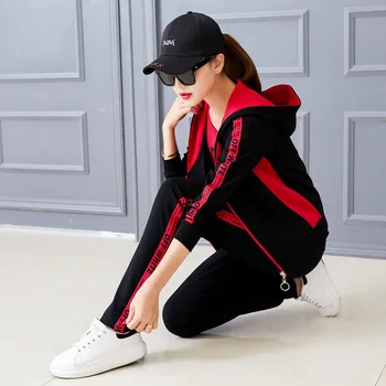 

Leisure Sportswear Suit Female 2020 Autumn Women's Wear Chao Three-piece Set Slim Sweater Big Code