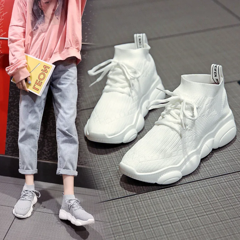 

Elasticity Breathable White Shoes Women's 2019 New Style Korean-style Versatile Intellectual Smoked Dad Shoes Network Red Athlet