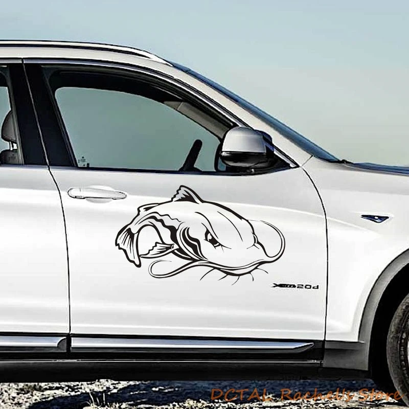 Catfish Fishing Car Sticker Fish Decal Fuel Tank Cover Door Window Trunk Motorcycle Helmet for  VW Golf Polo SUV Laptop