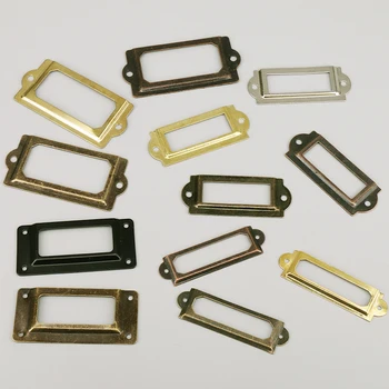 10 pezzi per biblioteca da ufficio, cassetto, armadietto, etichetta per carta, porta etichette, struttura in metallo con viti, nero, bronzo, oro, argento