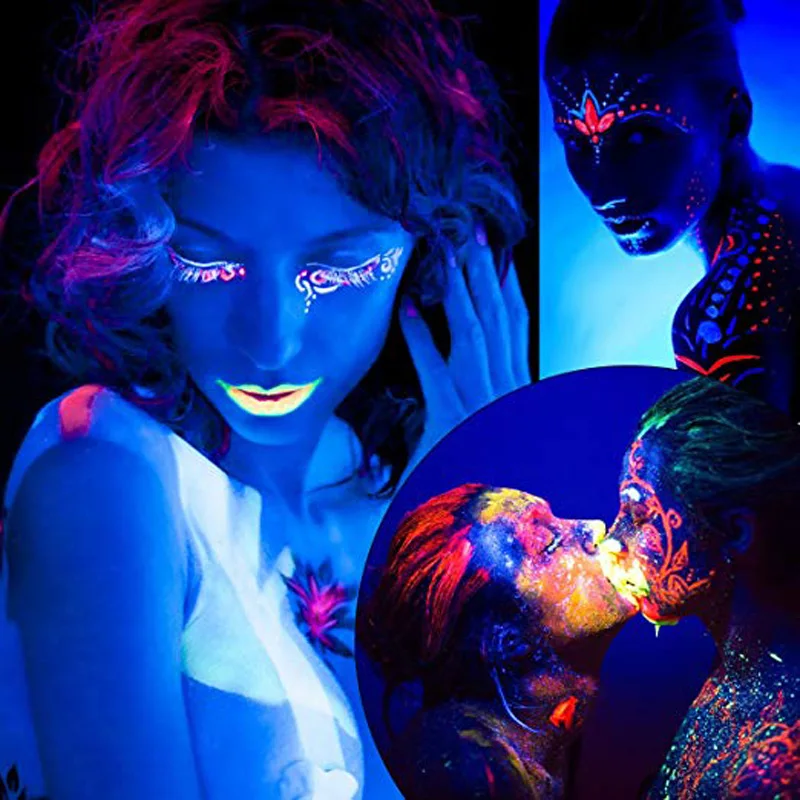 Флуоресцентная краска для лица вечерние Наборы инструментов для макияжа на Хэллоуин светящаяся краска для лица татуаж s для кожи светится в темноте