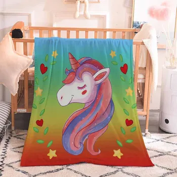 

Cartoon Rainbow Unicorn Horse Coral Fleece Blanket For Baby Kids Adult Microfiber Sofa Bed Nap Blankets Single Throw Bedspread