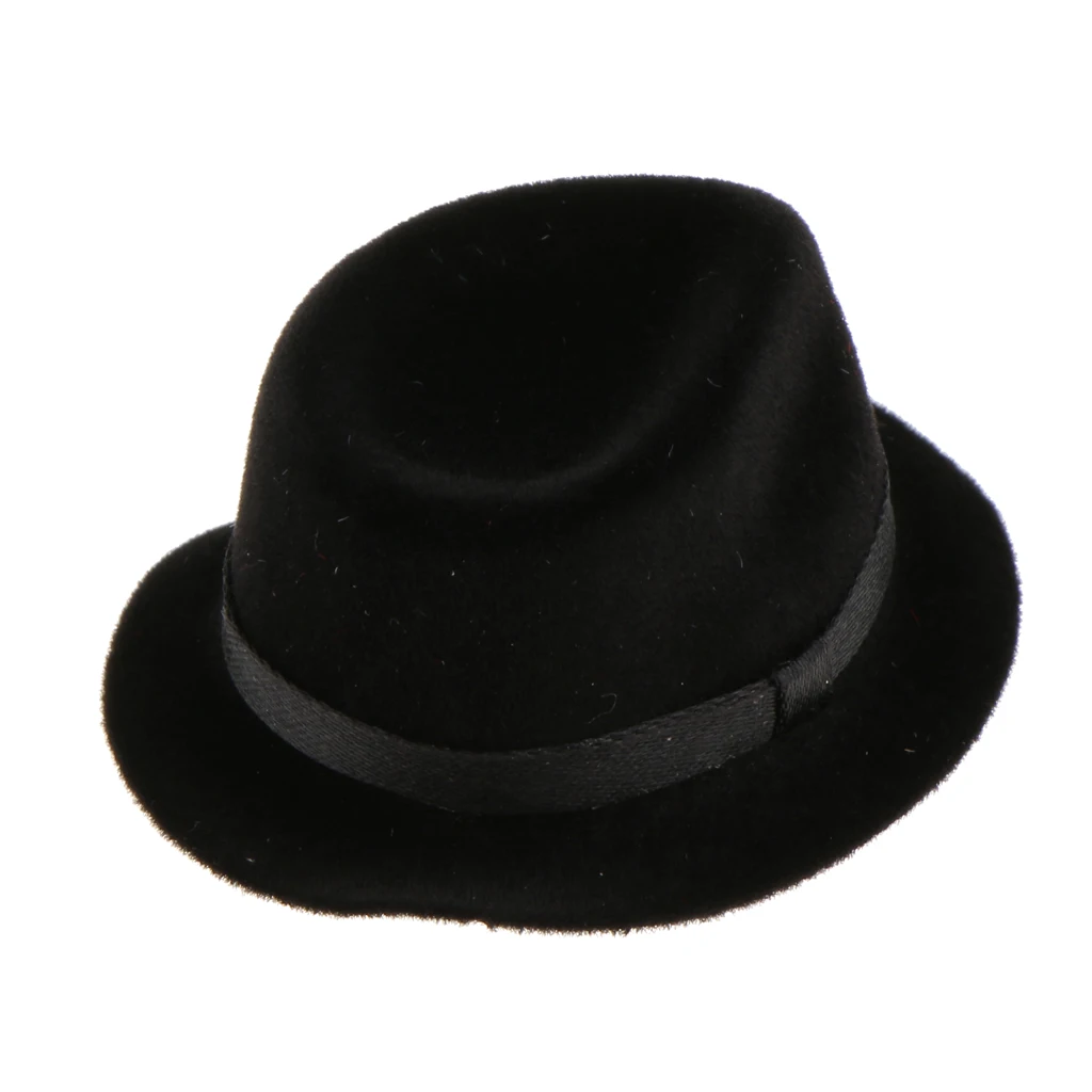 1/6 Scale Action Figure Doll Outfits, Black Top Hat for  ,  12 inch Male Body Model Leather Suit