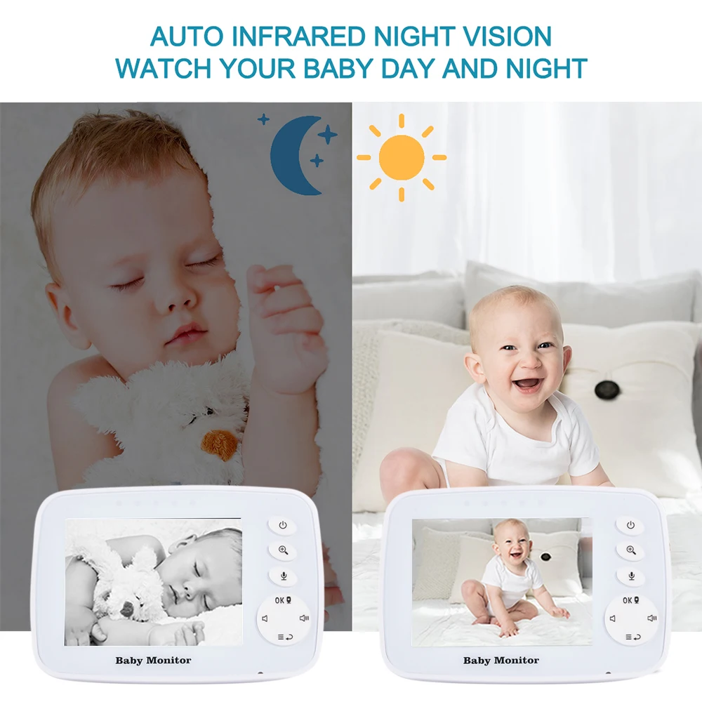 

Oeak Baby Monitor Wireless Video Nanny 3.2 Inch TFT LCD Baby Nursery IR Night Vision 2 Way Talk Temperature Sensor Lullabies