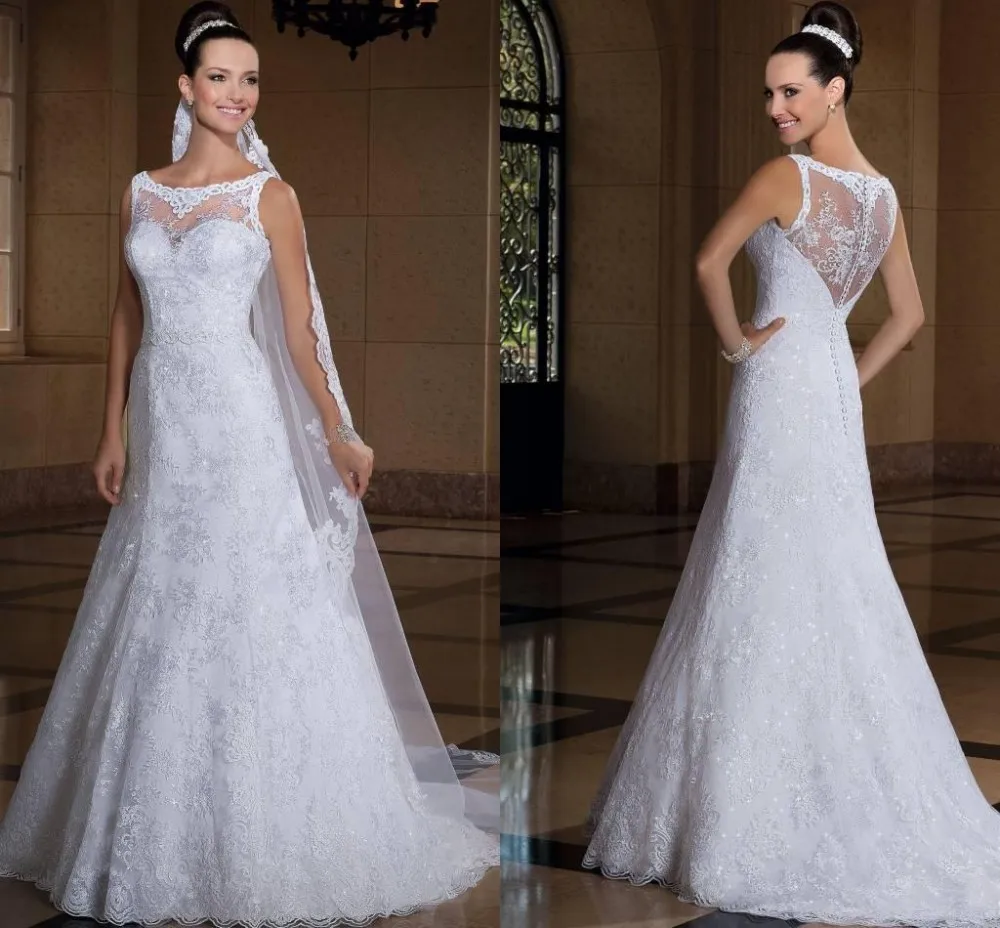 ^Cheap 2015 Vintage Knop See Through Back Bruidsjurken Kant Trouwjurk A-lijn Vestido De Noiva Bruiden Kralen Robe De Mariage ^Cheap 2015 Vintage Knop See Through Back Bruidsjurken Kant Trouwjurk A-lijn Vestido De Noiva Bruiden Kralen Robe De Mariage