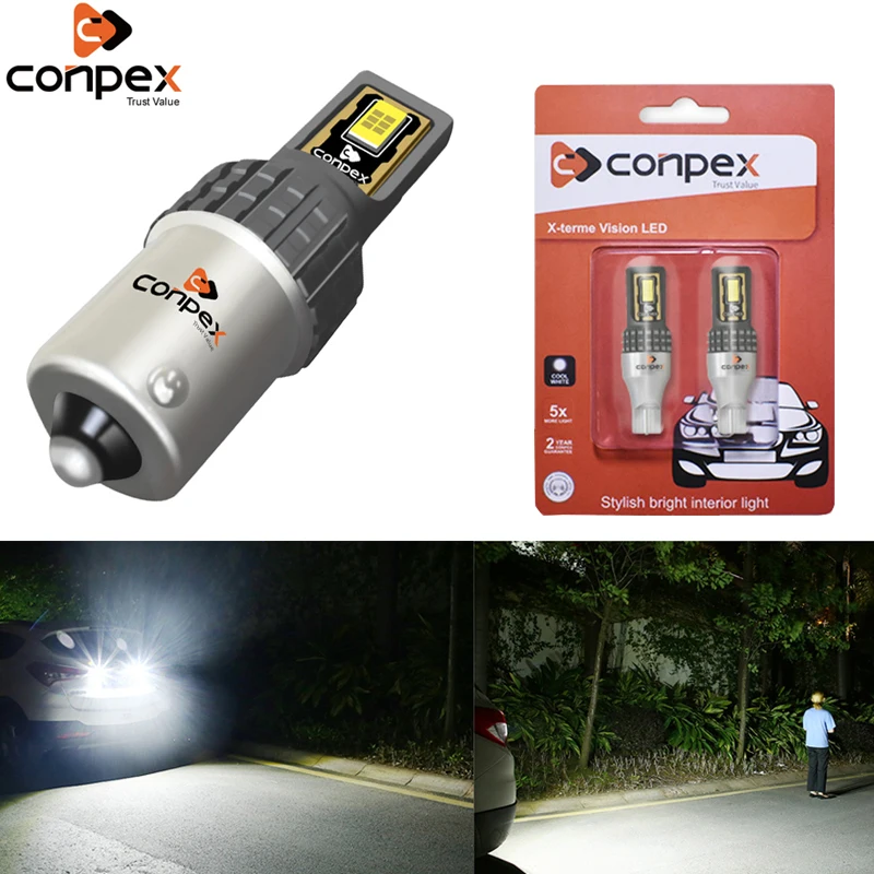 Conpex 2pcs Signal Lamp P21w Led Ba15s 1156 Py21w Bau15s Bulb 3570SMD Canbus 1157 Led Bay15d P21/5w Turn Brake Backup Light 12V